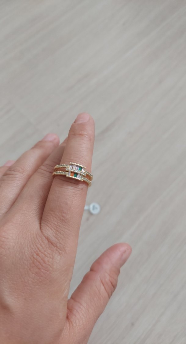 Çelik Boncuk Detaylı Altın Renkli Kadın Yüzük - Görsel 4