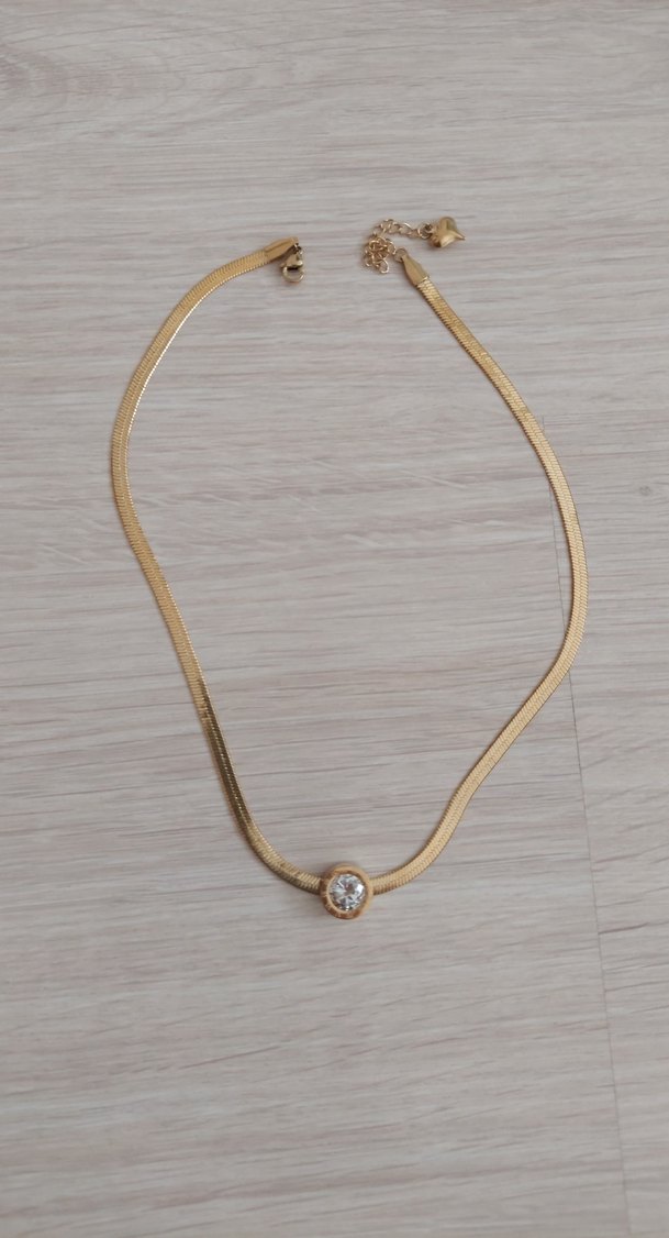 Çelik kolye . Desenli Altın Renk Zincir Kolye - Görsel 2