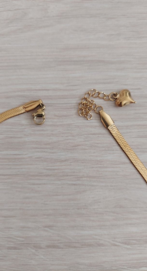 Çelik kolye . Desenli Altın Renk Zincir Kolye - Görsel 3