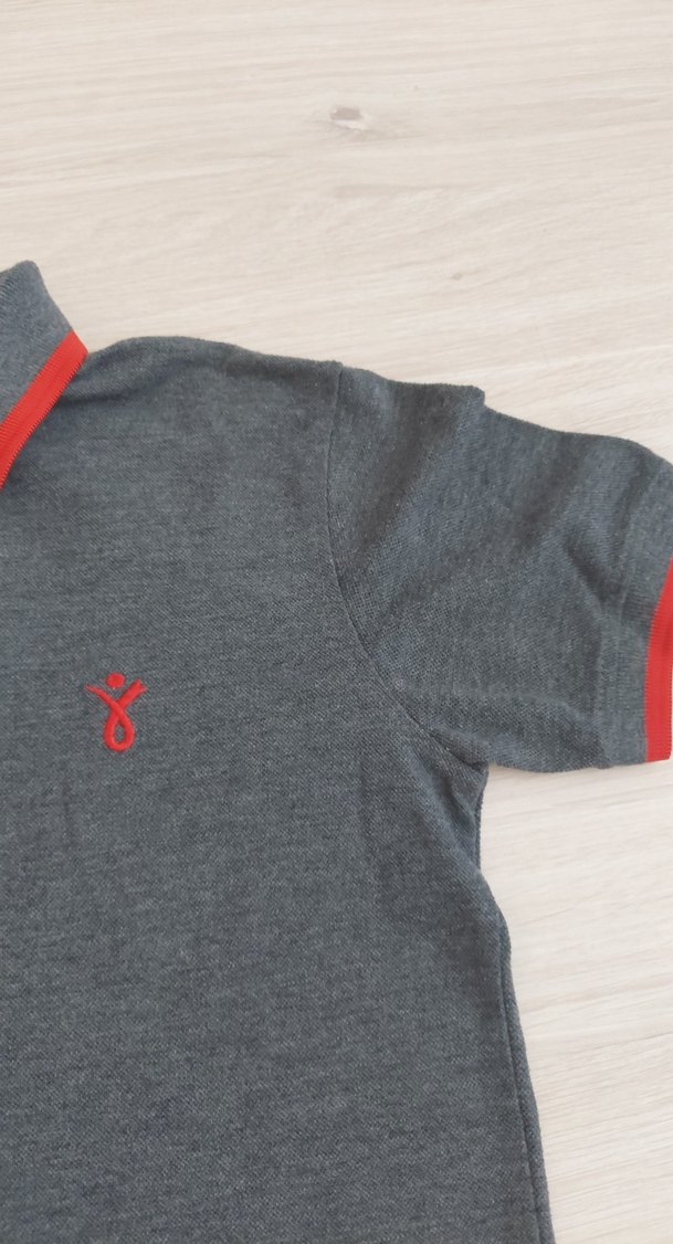 Birikim Koleji forması. Gri Kısa Kollu Polo Tişört - Görsel 5