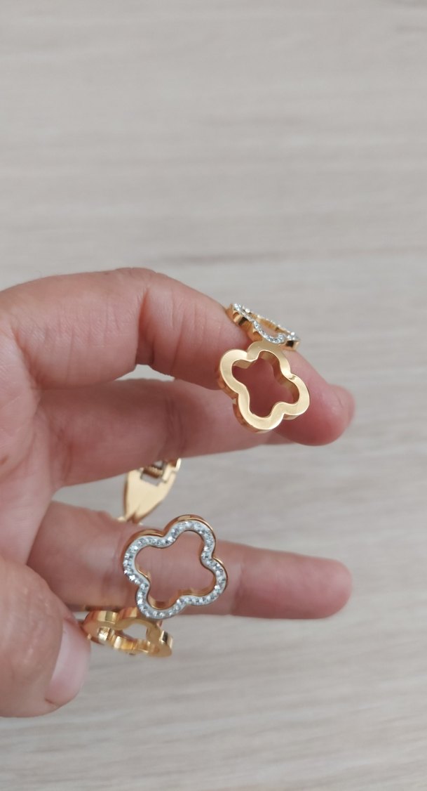 Zincir Detaylı Altın Renk Kadın Bileklik,çelik Elastik - Görsel 3