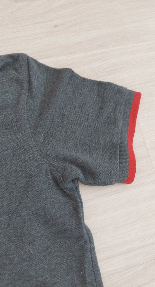 Birikim koleji forması.  Gri Erkek Polo Yaka Kısa Kollu Tişört - Görsel 3