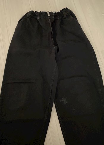 44 Beden Kadın Siyah Rahat Kesim Denim Pantolon