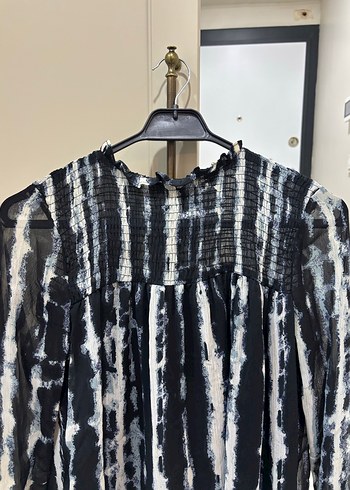 Uzun Kollu Fırfırlı Elbise - Görsel 3