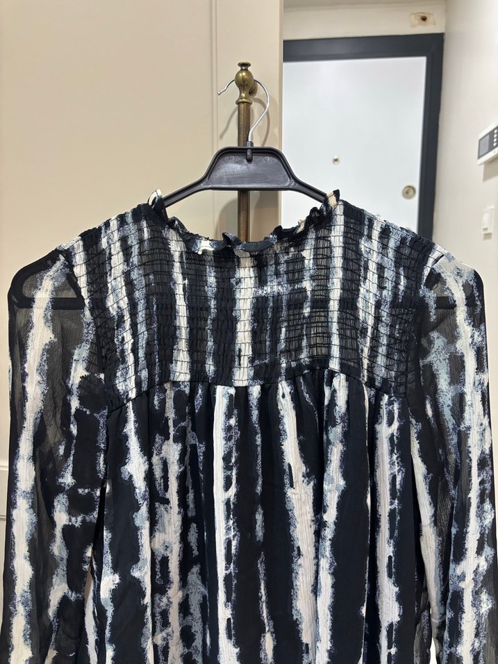 Uzun Kollu Fırfırlı Elbise - Görsel 3