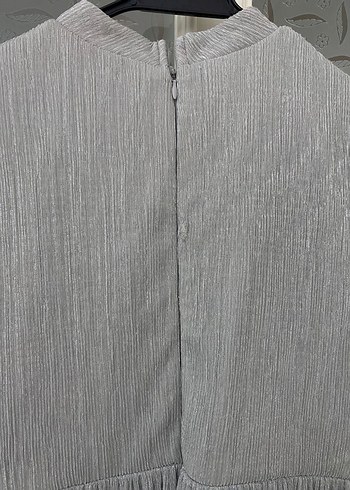 Gri Uzun Kollu Kadın Abiye Elbise - Görsel 6