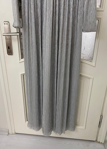 Gri Uzun Kollu Kadın Abiye Elbise - Görsel 9