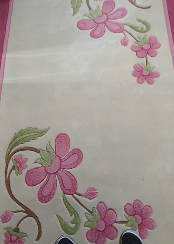 Pembe Çiçek Desenli Pastel Halı - Görsel 2