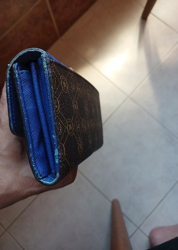 Mavi Deri Kadın Portföy Cüzdan - Görsel 5