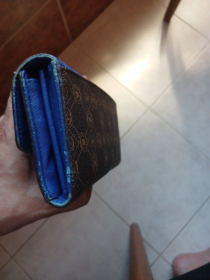 Mavi Deri Kadın Portföy Cüzdan - Görsel 5