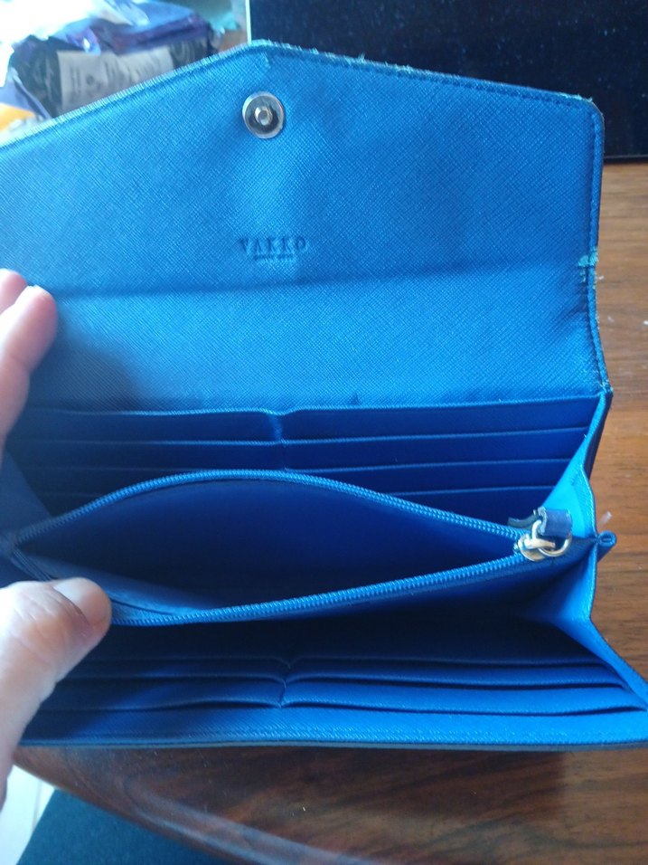 Mavi Deri Kadın Portföy Cüzdan - Görsel 3