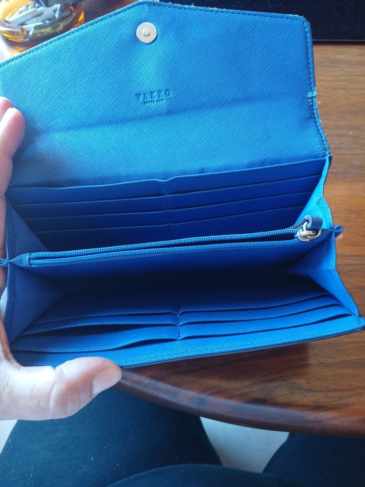 Mavi Deri Kadın Portföy Cüzdan - Görsel 4
