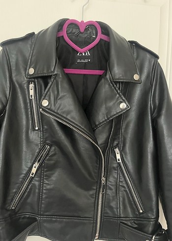 Siyah Deri Biker Ceket - Görsel 4