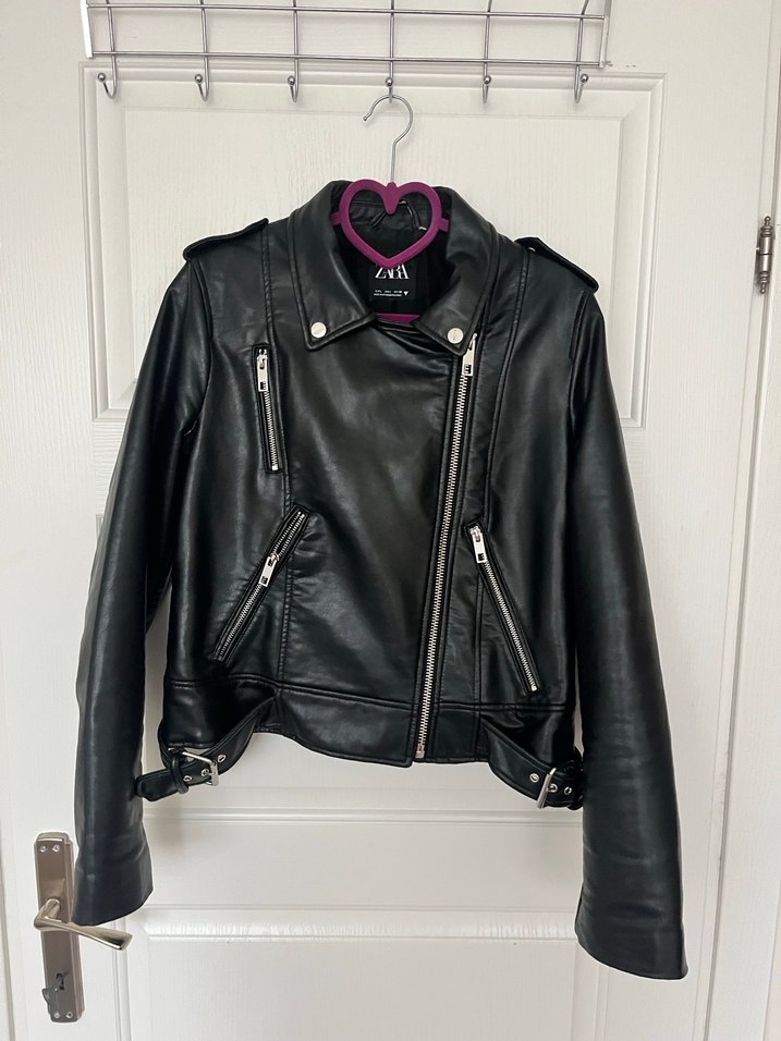 Siyah Deri Biker Ceket - Görsel 2