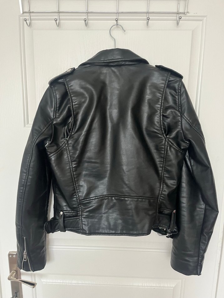 Siyah Deri Biker Ceket - Görsel 3