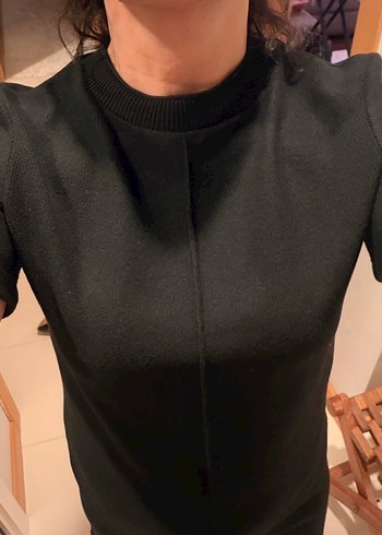 Kadın Siyah Midi Kısa Kollu Elbise - Görsel 3