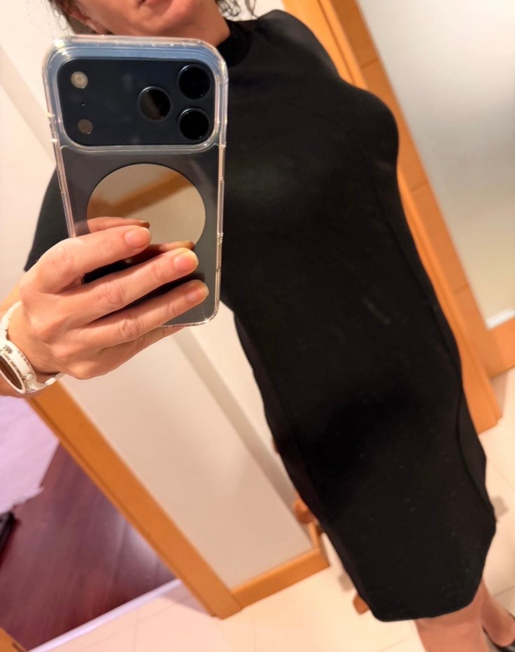 Kadın Siyah Midi Kısa Kollu Elbise - Görsel 4