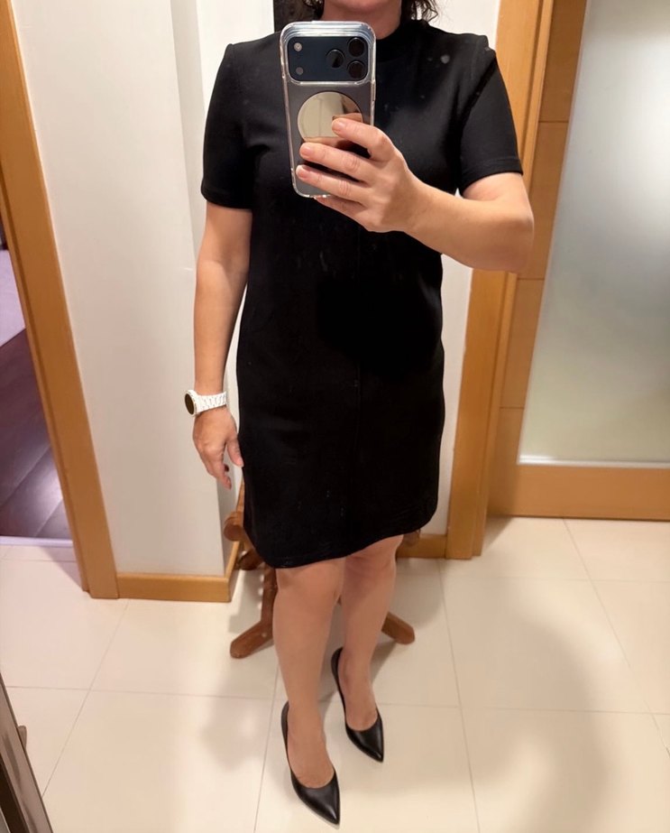 Kadın Siyah Midi Kısa Kollu Elbise - Görsel 5