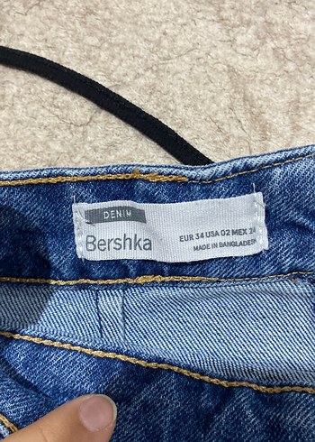 Bershka Kadın Mavi Kot Kemerli Mini Etek