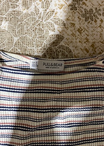 Pull and Bear Çizgili Triko Kısa Kollu Tişört