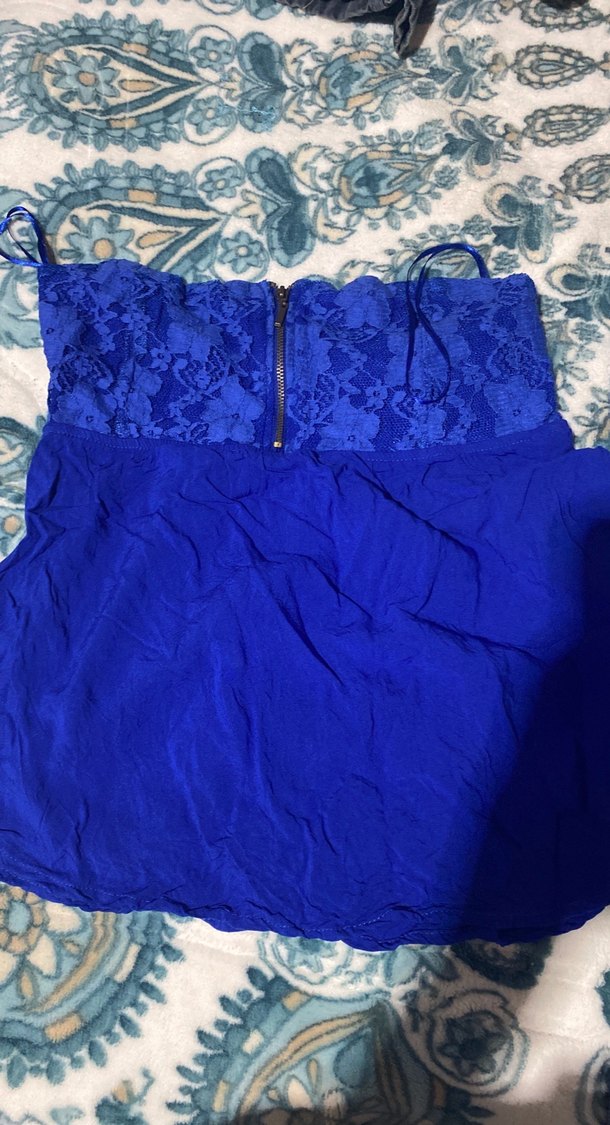 Mavi Straplez Dantel Detaylı Büstiyer - Görsel 3