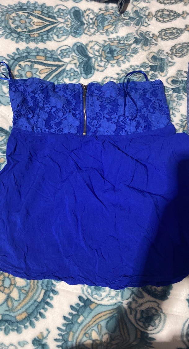 Mavi Straplez Dantel Detaylı Büstiyer - Görsel 2