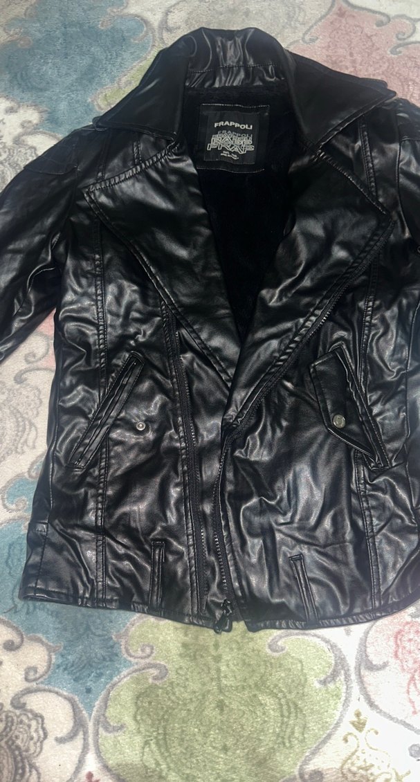 Siyah Erkek Suni Deri Biker Ceket - Görsel 2