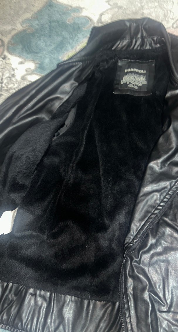 Siyah Erkek Suni Deri Biker Ceket - Görsel 4