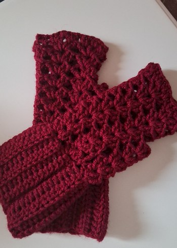 Bordo Örgü Kadın Eldiveni - Görsel 3