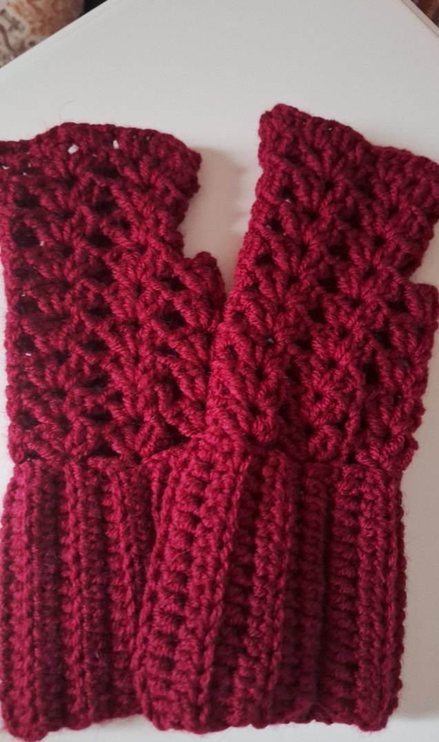 Bordo Örgü Kadın Eldiveni - Görsel 2