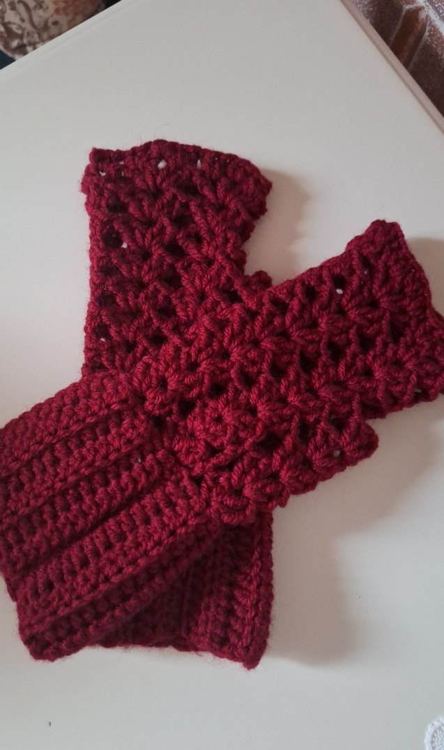 Bordo Örgü Kadın Eldiveni - Görsel 3