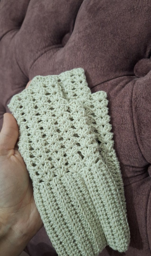 Bej Örgü Kadın Eldiven - Görsel 4