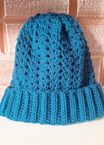 Kadın Örgü Mavi Bohem Bere - Görsel 3