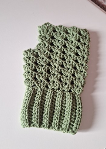 Kadın Örgü Parmaksız Eldiven - Haki - Görsel 2