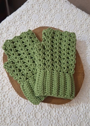 Renkli Yeşil Bohem Örgü Eldiven - Görsel 3