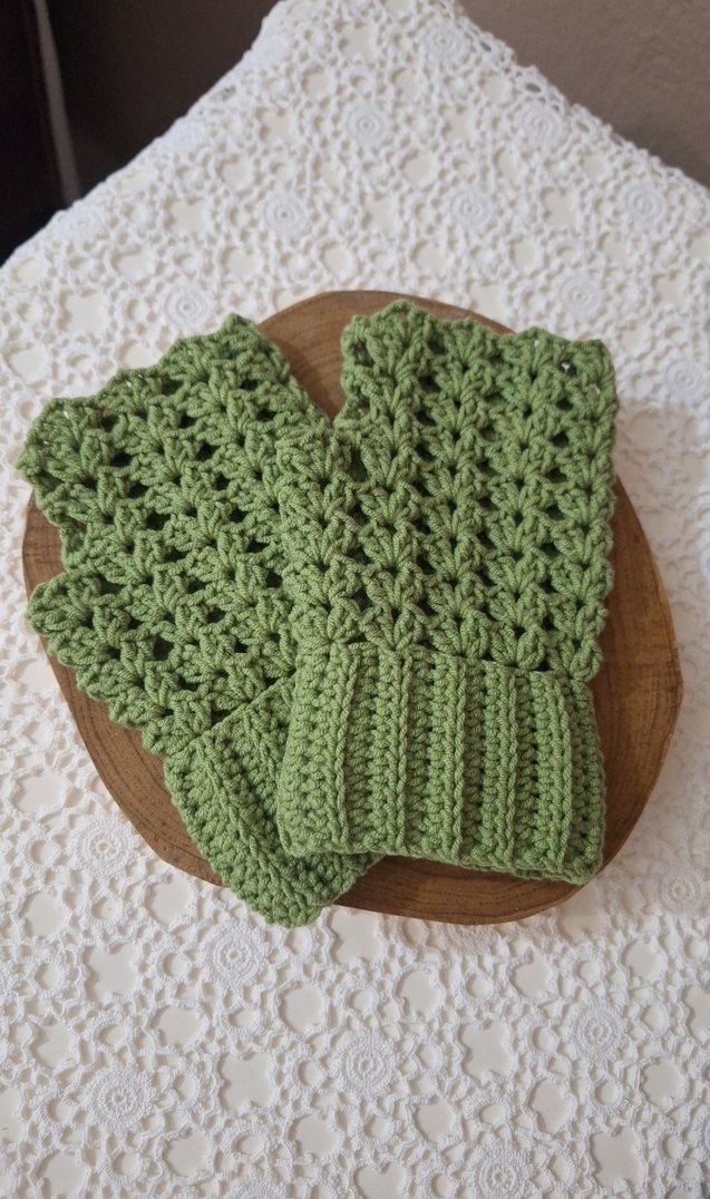 Renkli Yeşil Bohem Örgü Eldiven - Görsel 2