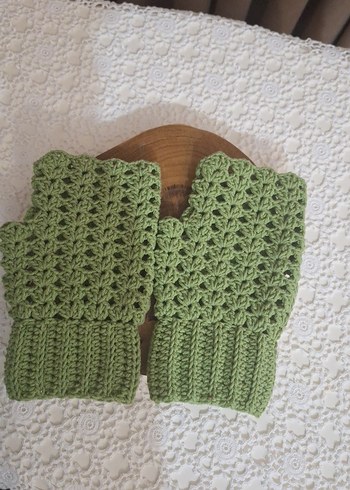 Örgü Bohem Kadın Eldivenleri Yeşil - Görsel 2