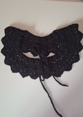 Dantel Detaylı Siyah Örgü Gotik Kadın Fular - Görsel 2