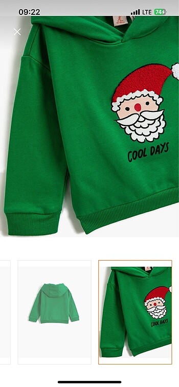 Koton kapşonlu sweatshirt yılbaşı temalı Noel baba baskılı