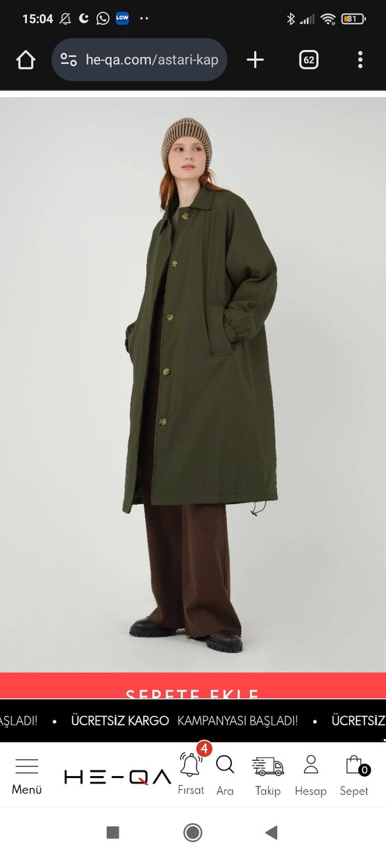 Kadın Lacivert Uzun Düğmeli Mont - Görsel 4