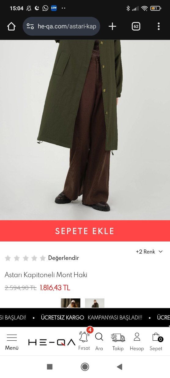 Kadın Lacivert Uzun Düğmeli Mont - Görsel 5