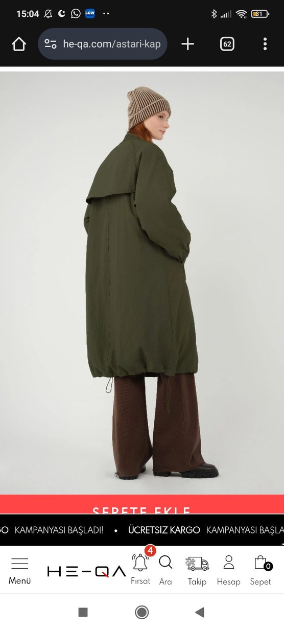 Kadın Lacivert Uzun Düğmeli Mont - Görsel 3