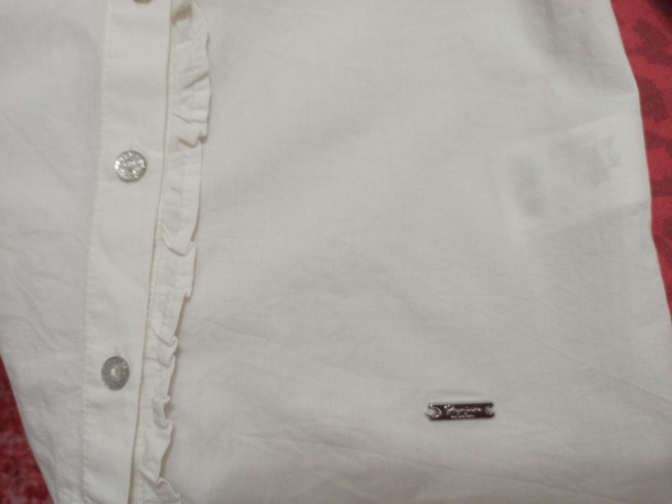 Kız Çocuk Beyaz Pamuklu Gömlek - Görsel 5