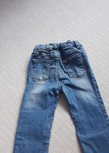 kiz Çocuk Elastik Bel Mavi Kot Pantolon - Görsel 4