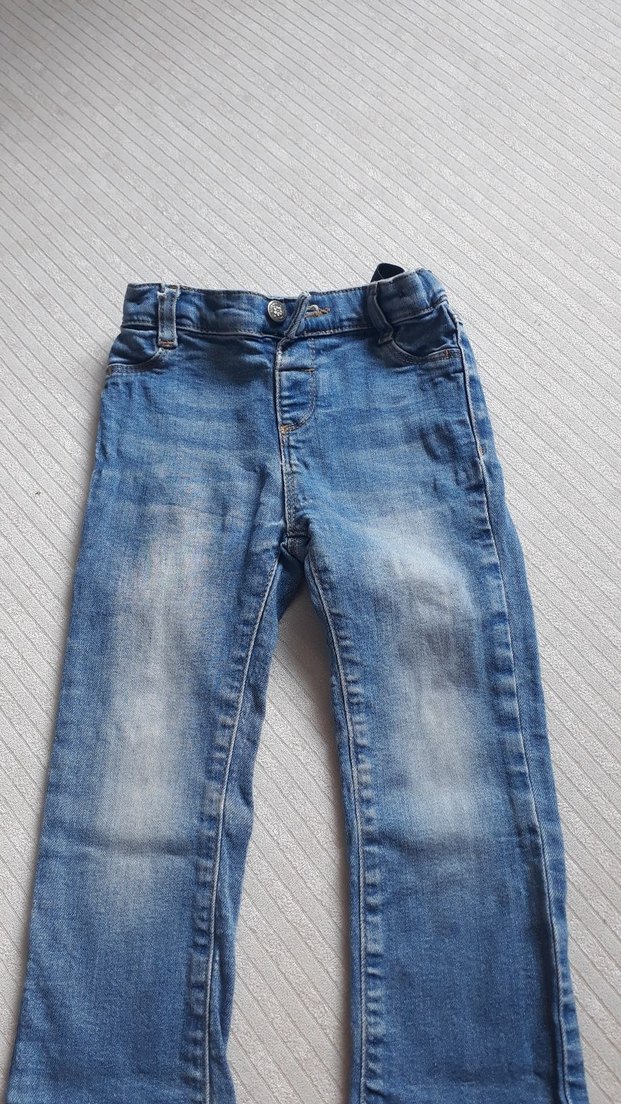 kiz Çocuk Elastik Bel Mavi Kot Pantolon - Görsel 2