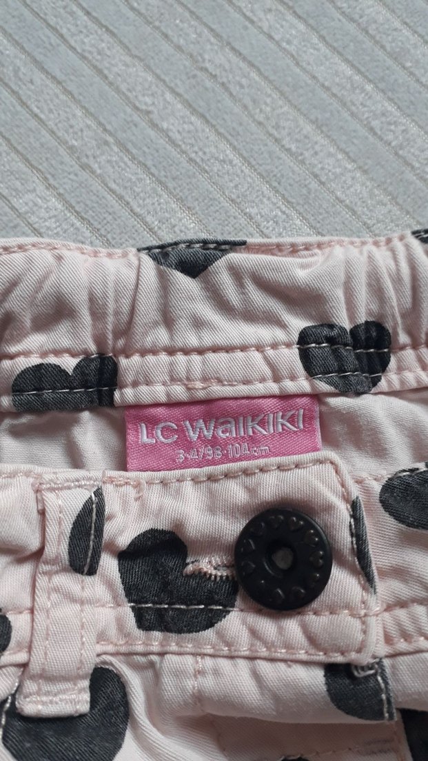 Düğmeli Pembe Kalp Desenli Kız Eteği - Görsel 4