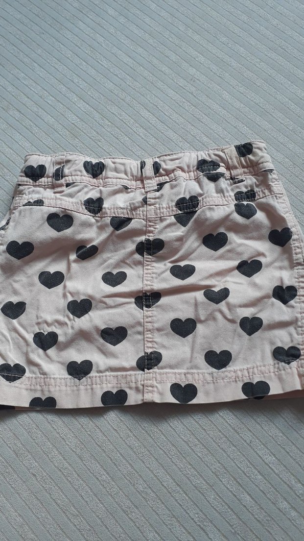 Düğmeli Pembe Kalp Desenli Kız Eteği - Görsel 3