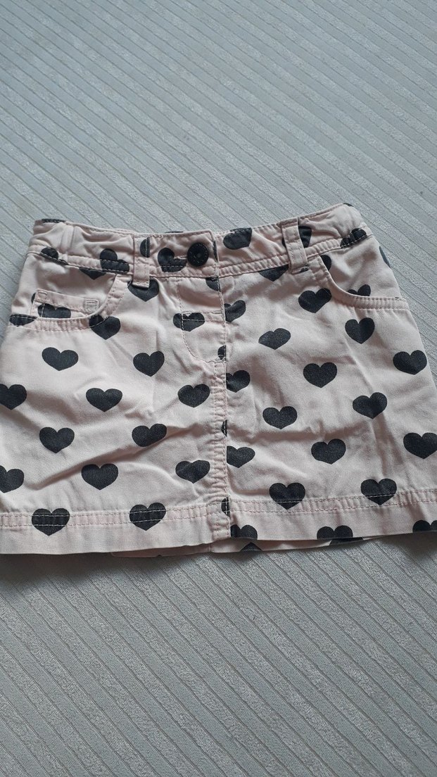 Düğmeli Pembe Kalp Desenli Kız Eteği - Görsel 5