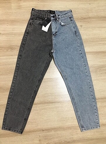 Quzu İki Renkli Mom Jean Pantolon