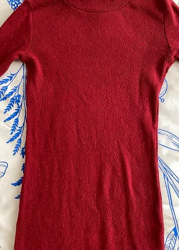 Bordo V Yakalı Uzun Kollu Kadın Elbise - Görsel 2